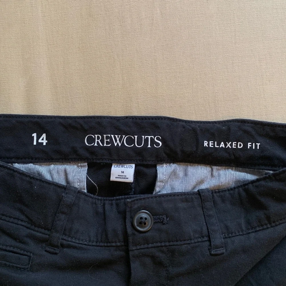 Crewcuts Relaxed Fit Black Chino Pants Kids Boys Size 14 Cotton Adjustable Waist